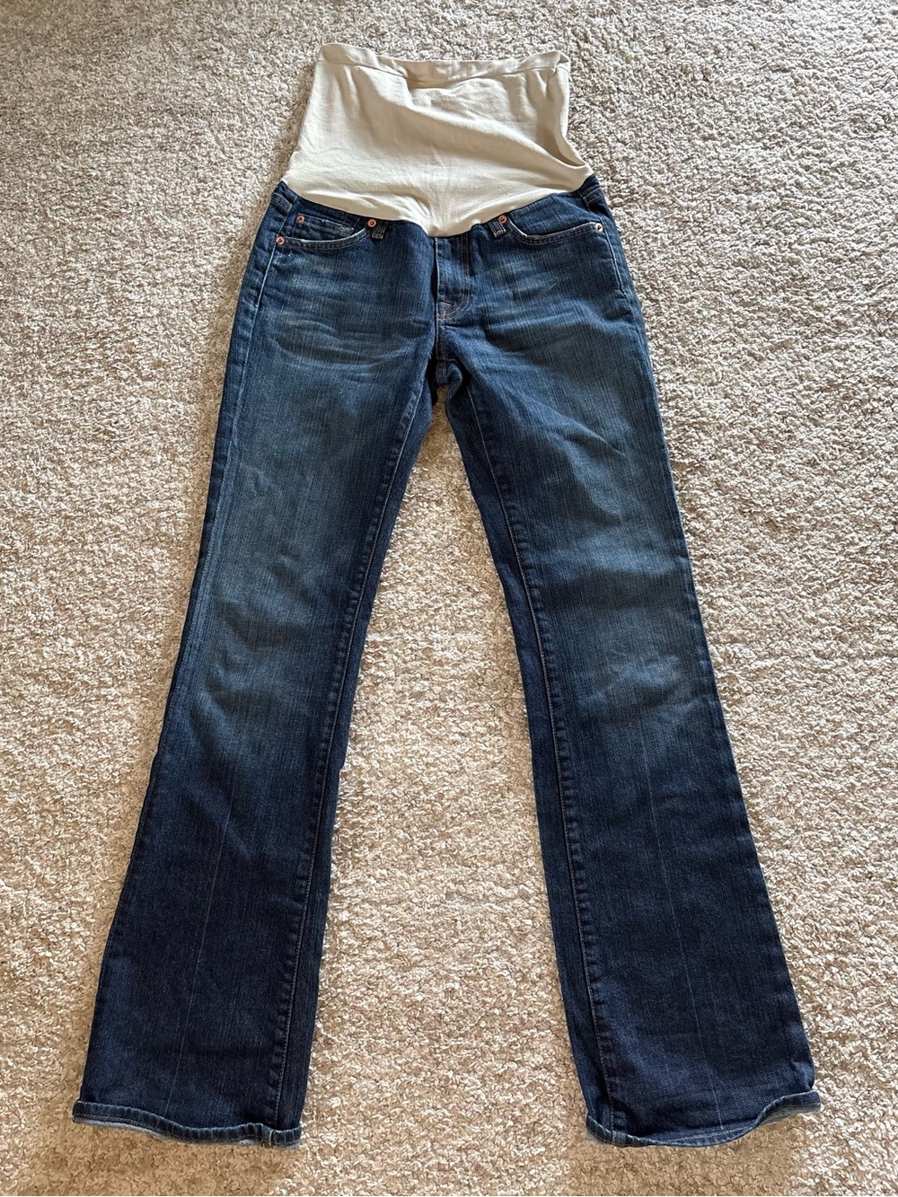 A Pea in the Pod Seven Dark Blue Denim Maternity Flare Jeans with